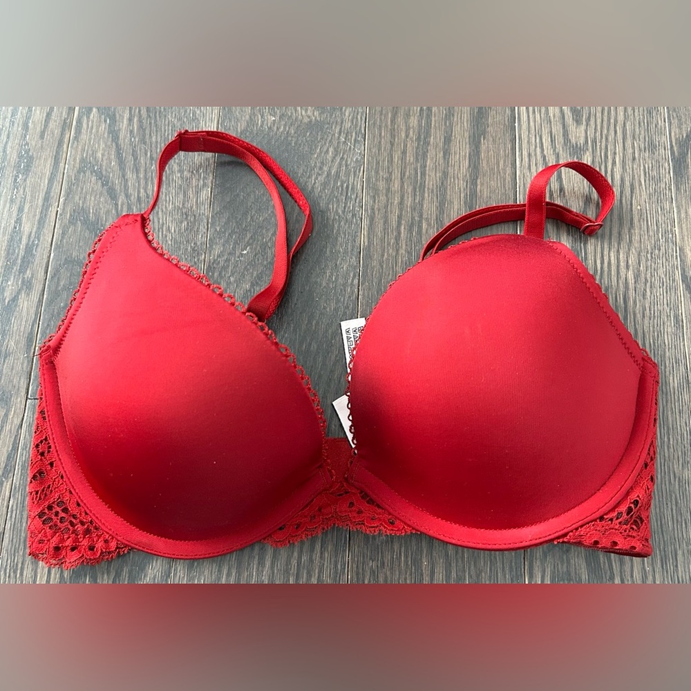 Victoria's Secret Red Lace Trim Bra